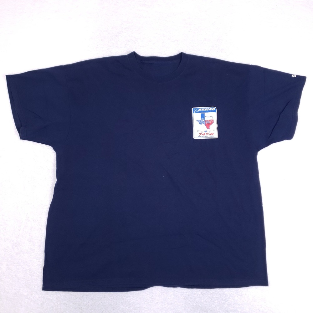 Boeing 747-8 T Shirt 2XL XXL Navy Blue San Antonio Texas QA Inspector Aviation